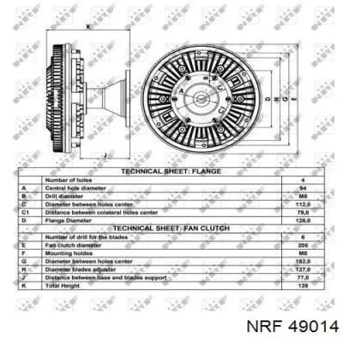 Муфта вентилятора охолодження NRF 49014