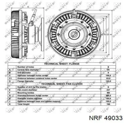 В'язкова муфта вентилятора NRF 49033 ціна, від 457.47 USD