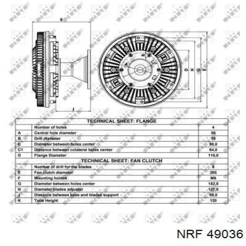 Купити 49036 NRF Муфта вязкостная системи охолодження