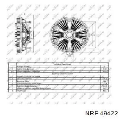 Вискомуфта, вязкостная муфта вентилятора охолодження 49422 NRF