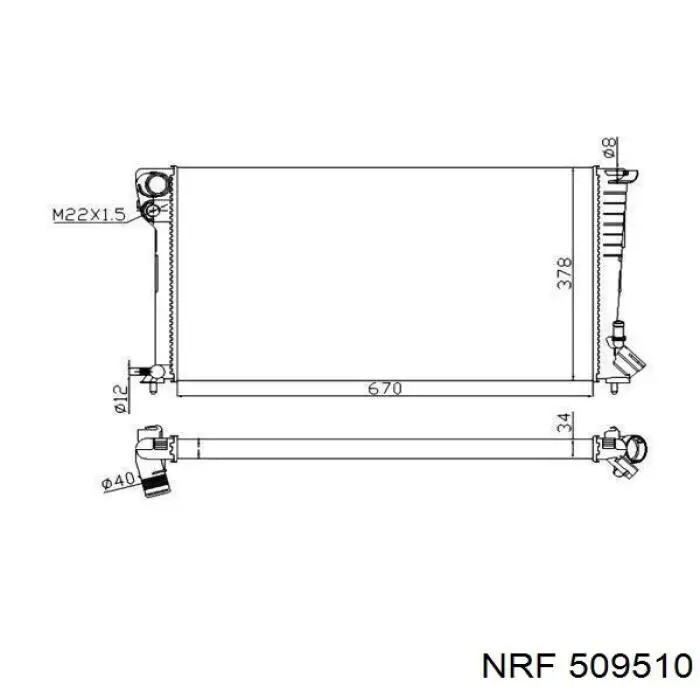 Радіатор охолодження двигуна 509510 NRF