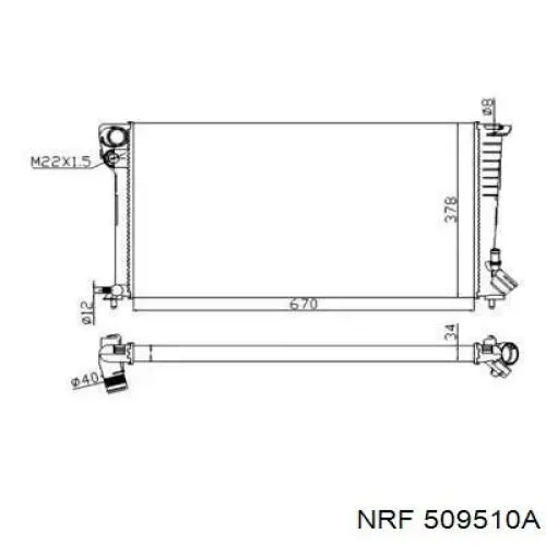 Радіатор охолодження двигуна 509510A NRF