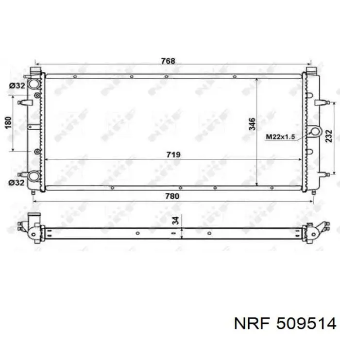 Радіатор охолодження двигуна 509514 NRF