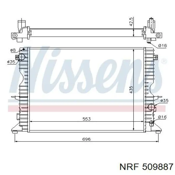 Радіатор охолодження двигуна 509887 NRF