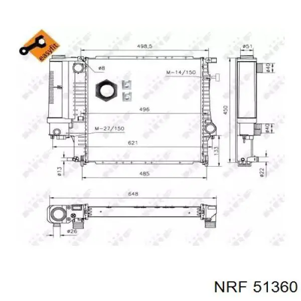 Купити 51360 NRF Радіатор двигуна