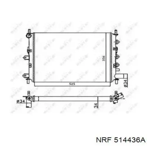 Радіатор охолодження двигуна 514436A NRF