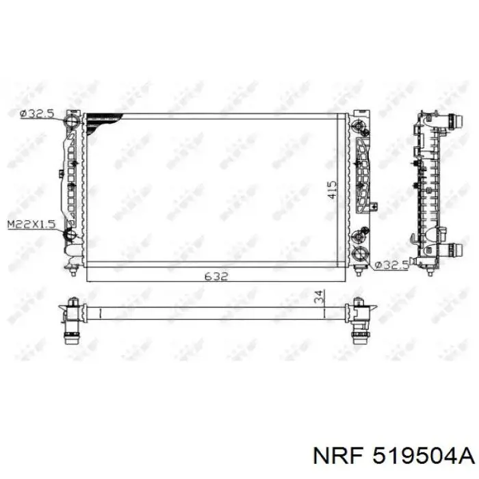 Радіатор основний NRF 519504A ціна, від 71.58 USD