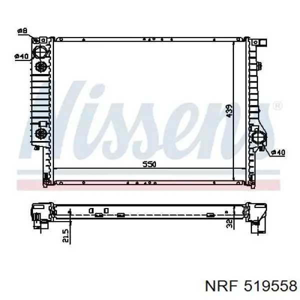 Купити 519558 NRF Радіатор двигуна