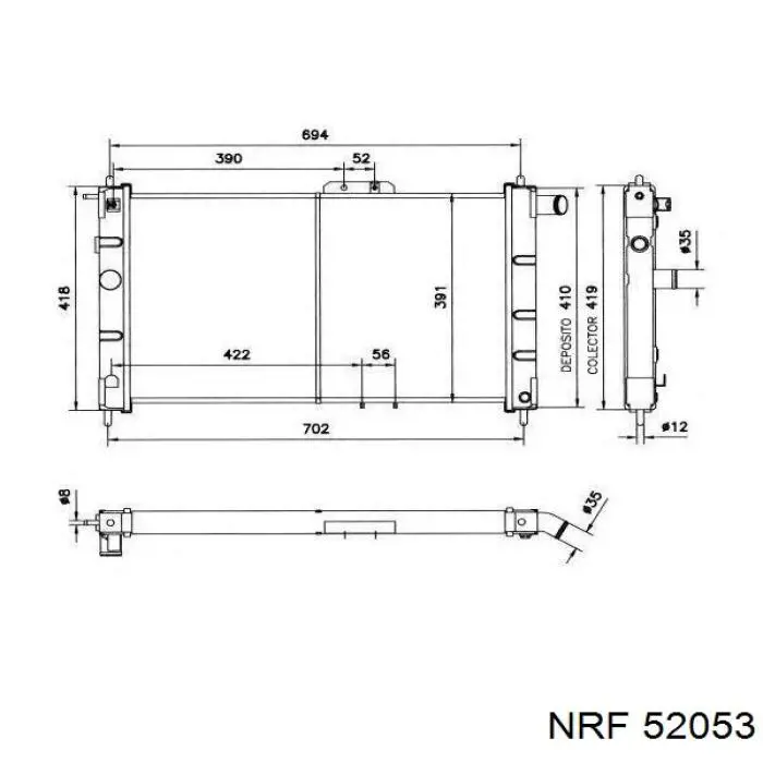 Радіатор охолодження двигуна 52053 NRF