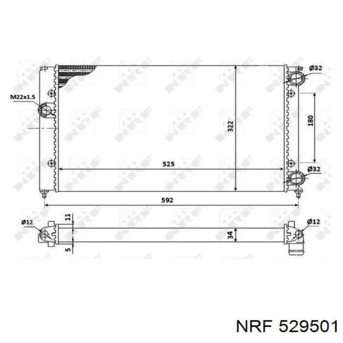 529501 NRF Радіатор охолодження двигуна