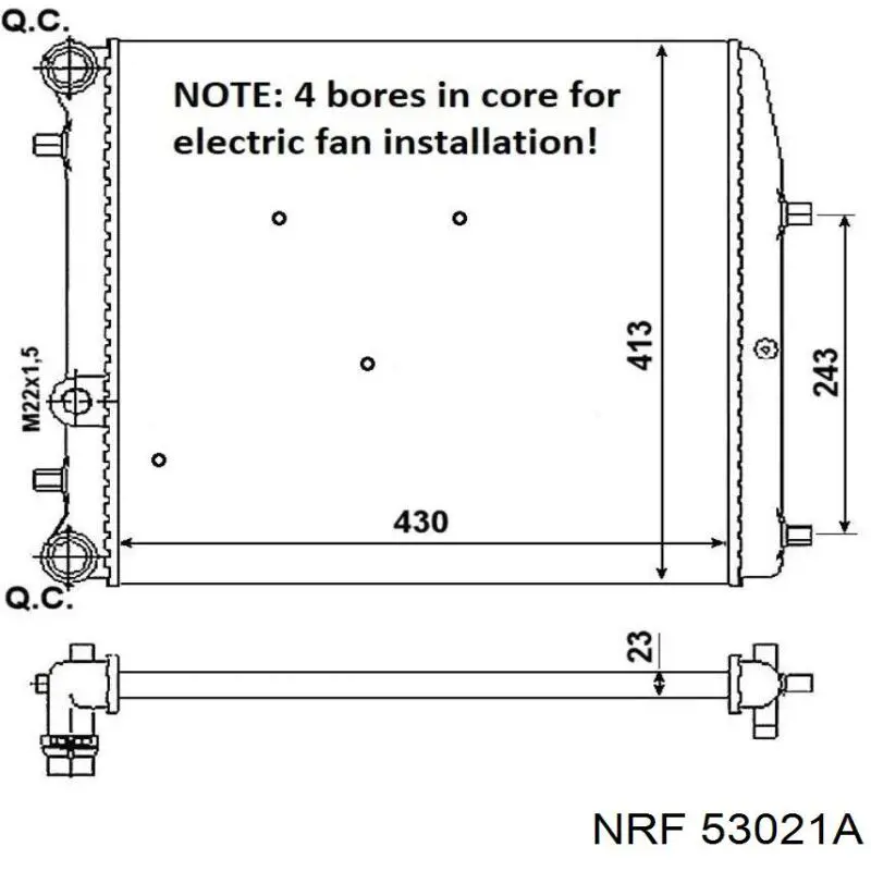 Радіатор охолодження двигуна 53021A NRF