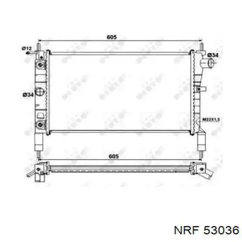 Радіатор охолодження двигуна 53036 NRF