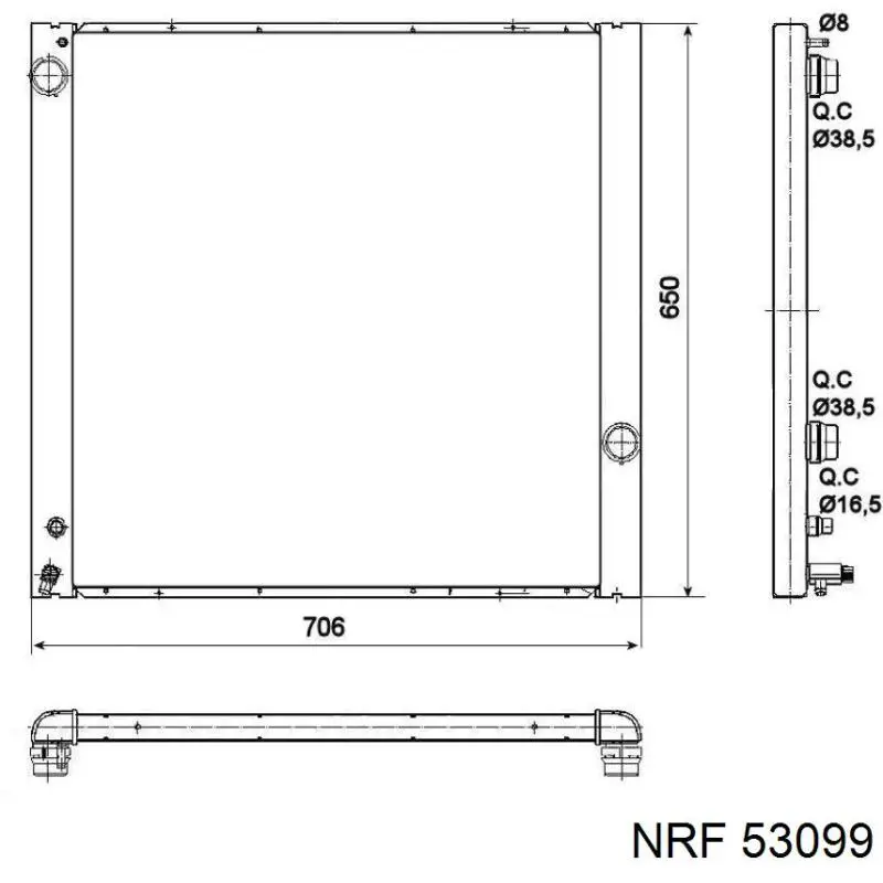 Радіатор охолодження двигуна 53099 NRF