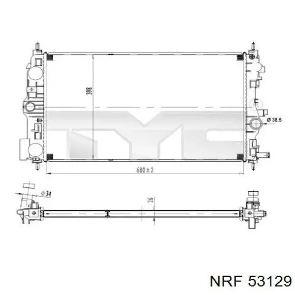 53129 NRF радіатор охолодження двигуна