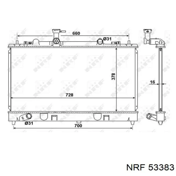 Радіатор охолодження двигуна 53383 NRF