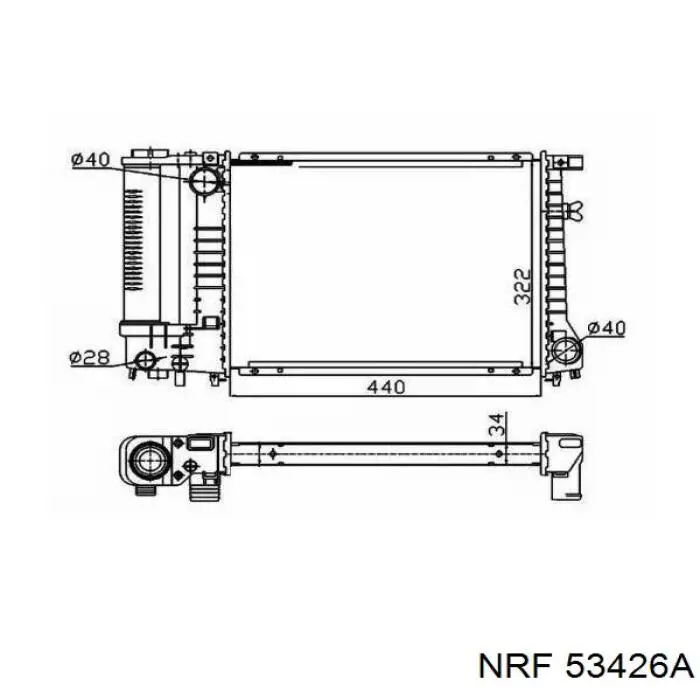 Радіатор охолодження двигуна 53426A NRF