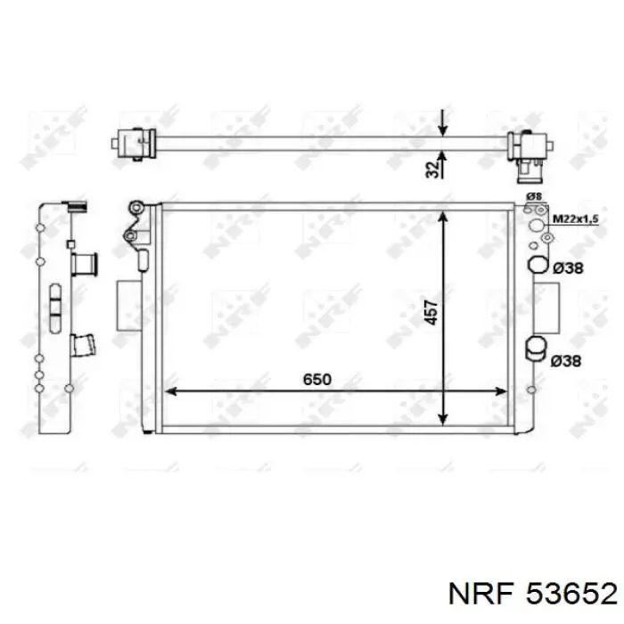 53652 NRF Радіатор охолодження двигуна