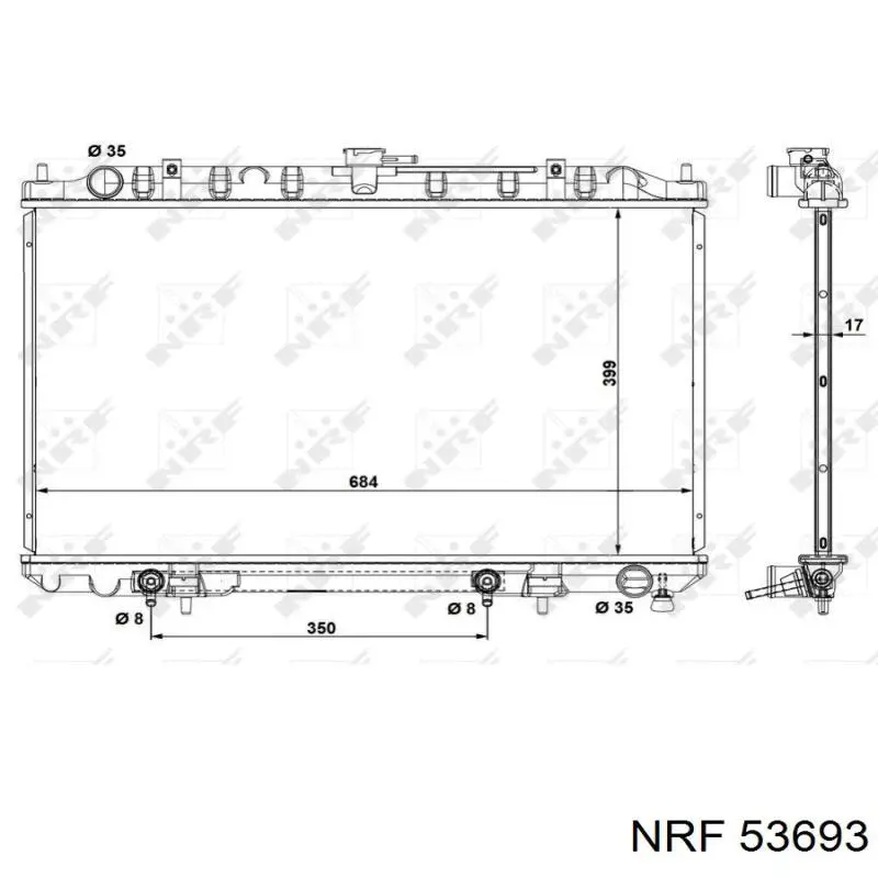 Радіатор охолодження двигуна 53693 NRF