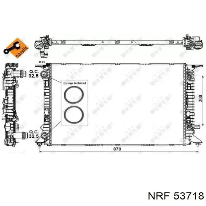 Радіатор охолодження двигуна 53718 NRF