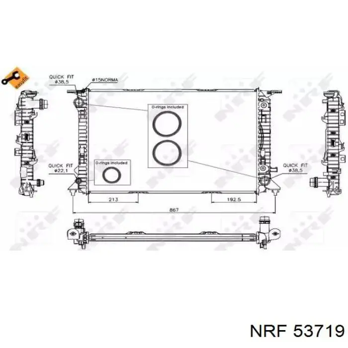 53719 NRF радіатор охолодження двигуна