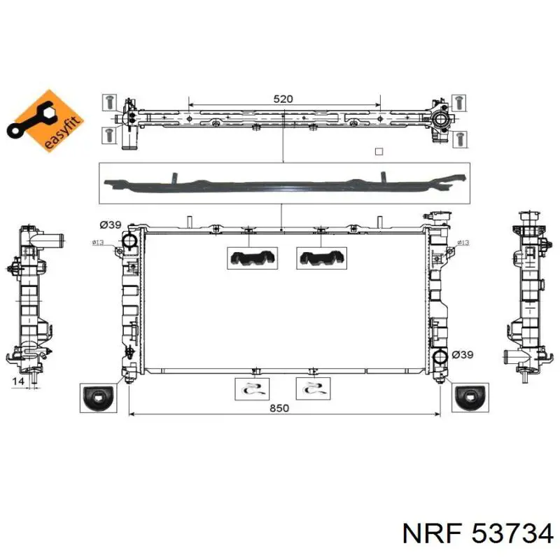 53734 NRF радіатор охолодження двигуна