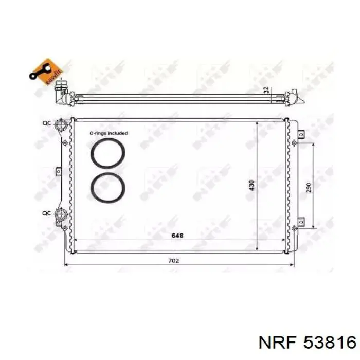 53816 NRF радіатор охолодження двигуна