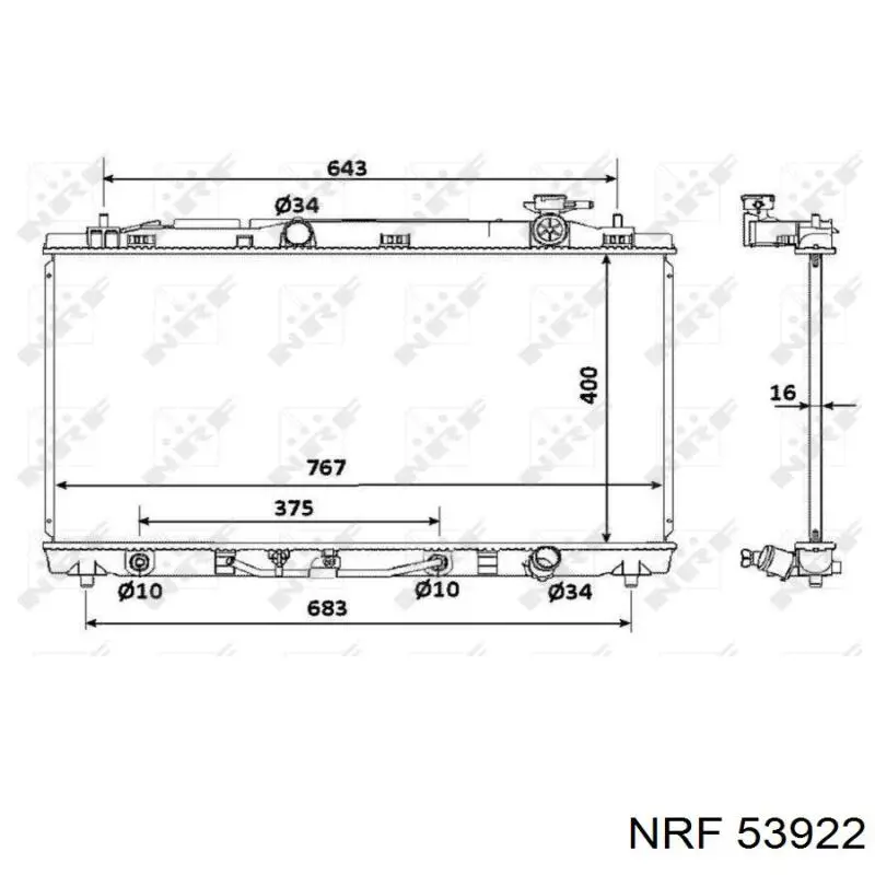 Радіатор охолодження двигуна 53922 NRF