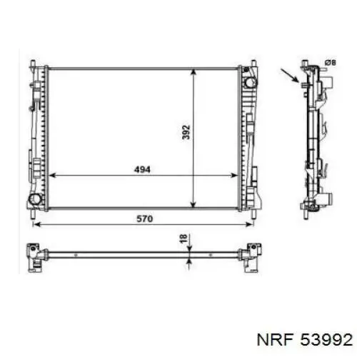 53992 NRF Радіатор охолодження двигуна
