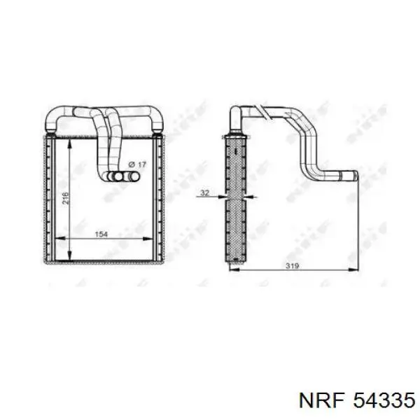 Радіатор пічки (обігрівача) NRF 54335 ціна, від 60.25 USD