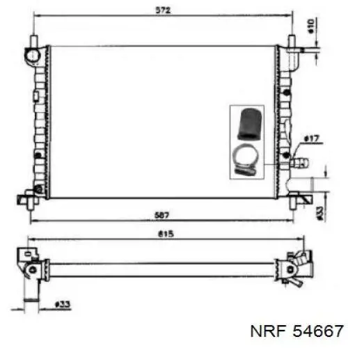 54667 NRF радіатор охолодження двигуна