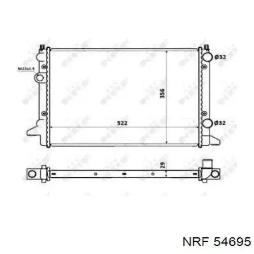 Радіатор охолодження двигуна 54695 NRF