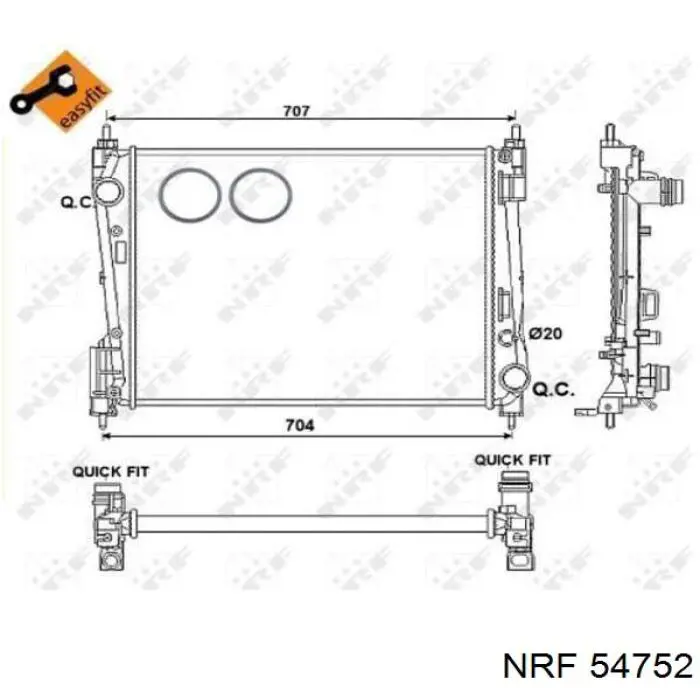 Купити 54752 NRF Радіатор двигуна