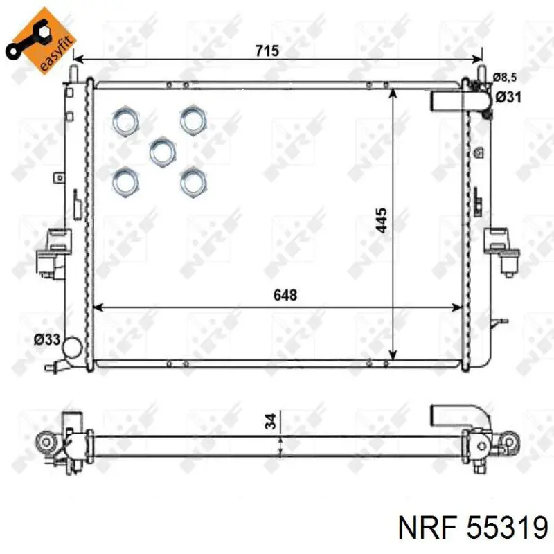 55319 NRF Радіатор охолодження двигуна
