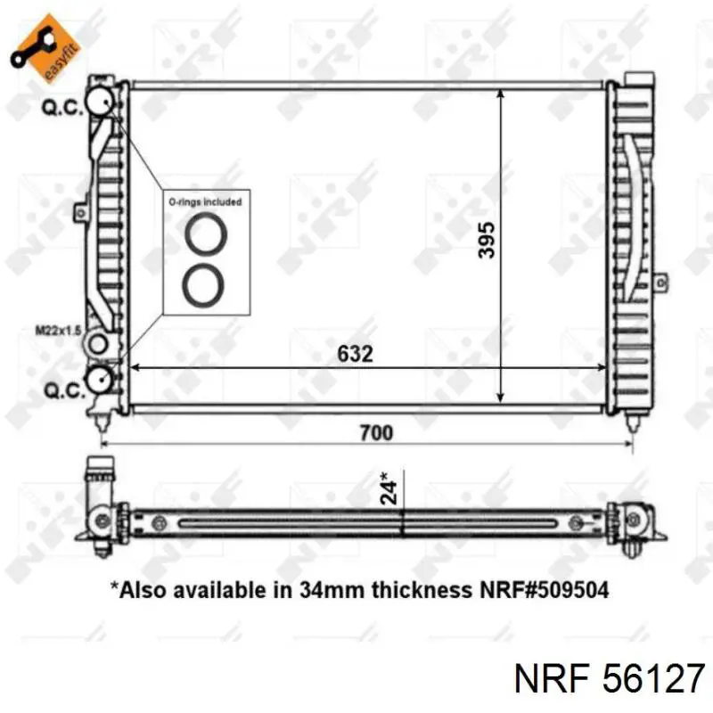 Радіатор охолодження двигуна 56127 NRF