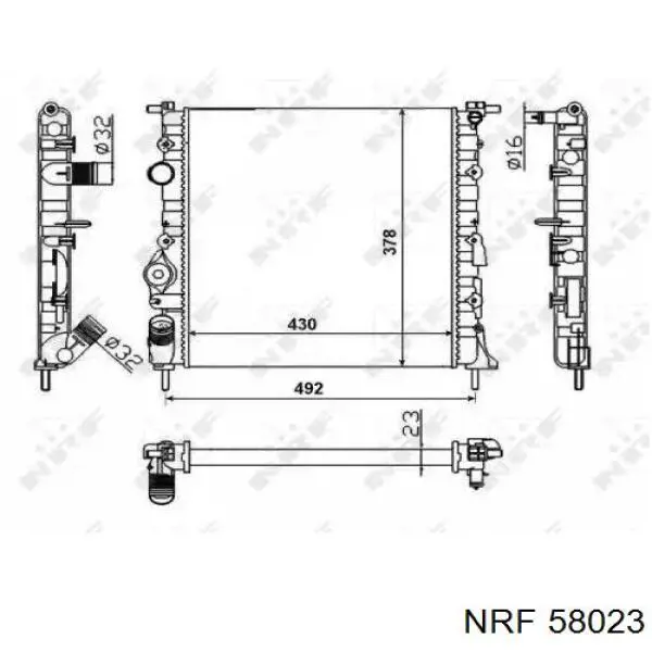 58023 NRF радіатор охолодження двигуна