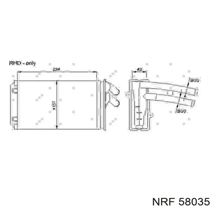 58035 NRF Радіатор опалювача салону