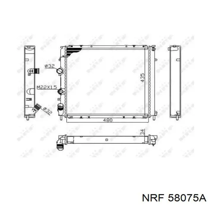 Купити 58075A NRF Радіатор двигуна
