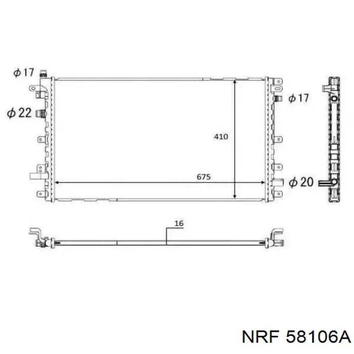 58106A NRF радіатор охолодження двигуна