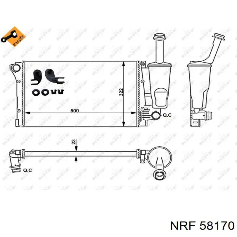 58170 NRF радіатор охолодження двигуна