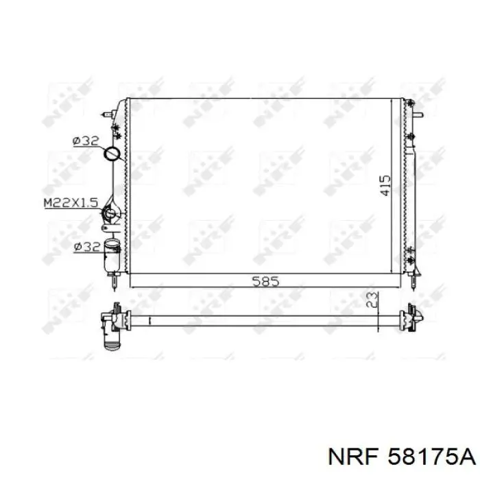 Радіатор охолодження двигуна 58175A NRF