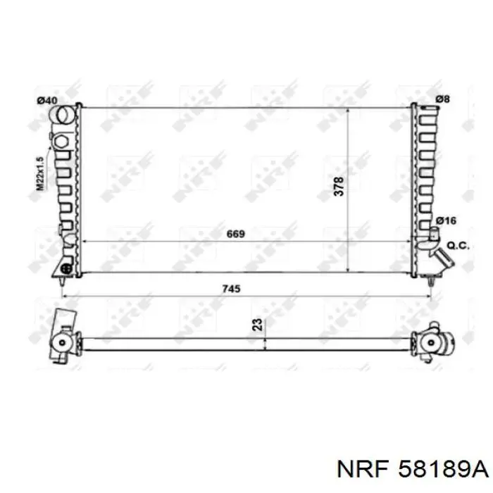 58189A NRF радіатор охолодження двигуна