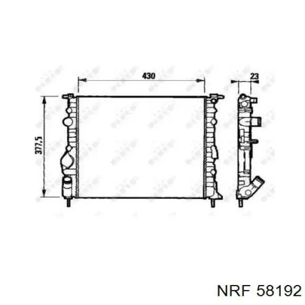 58192 NRF радіатор охолодження двигуна