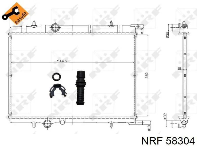 58304 NRF Радіатор охолодження двигуна