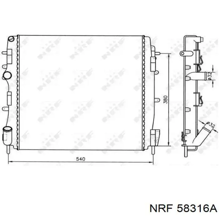 58316A NRF радіатор охолодження двигуна