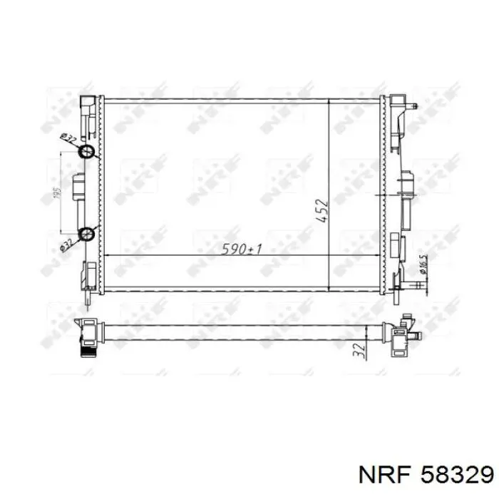 58329 NRF радіатор охолодження двигуна