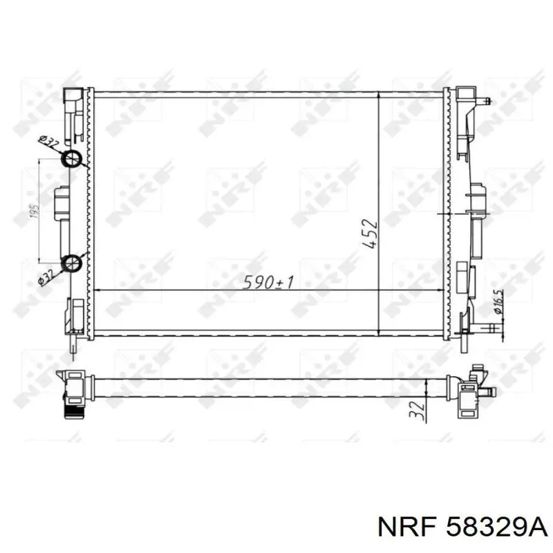 Радіатор охолодження двигуна 58329A NRF