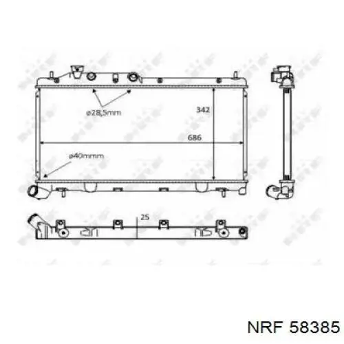58385 NRF Радіатор охолодження двигуна