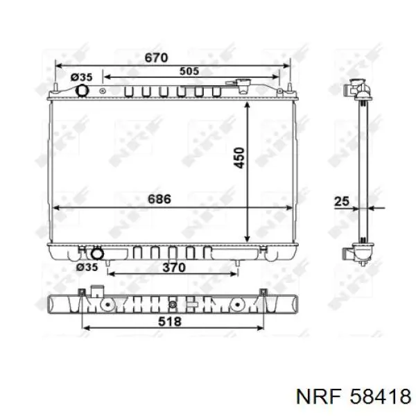 Радіатор охолодження двигуна 58418 NRF