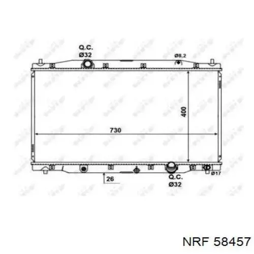 58457 NRF Радіатор охолодження двигуна
