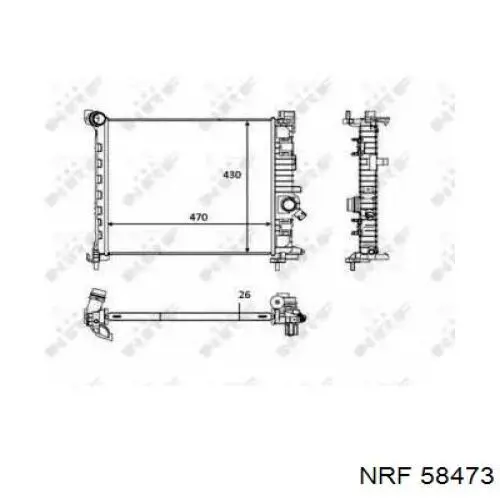 58473 NRF Радіатор охолодження двигуна